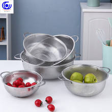 Stainless steel tight hole washing rice sifter double ears fruit vegetable drip basket Basin Colander Food Pot Kitchen Strainer 2024 - buy cheap