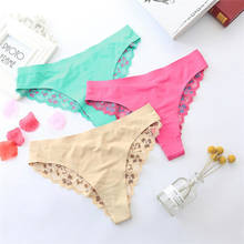 2pcs Seamless Ice Silk Women's Panties Luxury Lace Cotton Crotch Sexy G String Thong Printed Underwear 2024 - buy cheap