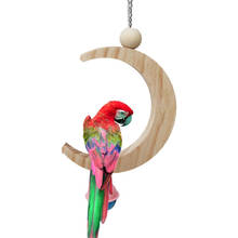 Parrot Supplies Bird Toys Wooden Moon-Shaped Swing Wooden Molars Bell Interactive Toys Cockatiel Bird Swing Toys Birds Toy 2024 - купить недорого