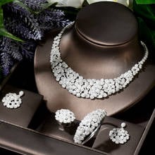 HIBRIDE Big Flower Shape White Color 4pcs Women Bridal Necklace Earring Sets Fahion Jewelry Wedding Accessories N-1805 2024 - buy cheap