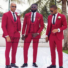 Wedding Tuxedos for Groom Wear 2021 Groomsman Attire Prom Party Slim Fit Business Men 3 Pieces Set Suits (Jacket +Vest+ Pants) 2024 - buy cheap