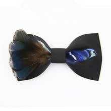 Free shipping new fashion men's male female casual blue feather bow tie mens wedding Groomsman party married bridegroom woman 2024 - buy cheap