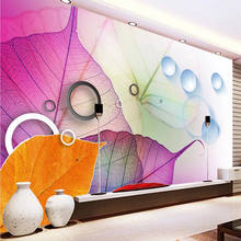 Papel tapiz autoadhesivo personalizado, murales circulares de hojas transparentes de colores simples y modernos, pegatinas impermeables 3D para sala de estar, TV, sofá 2024 - compra barato