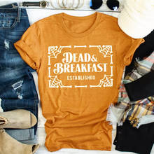 Футболка для Хэллоуина с надписью «DEAD завтрак», повседневная хлопковая футболка с надписью «grunge tumblr» для девочек, красивые вечерние футболки с надписью «Spider веб», goth top- K450 2024 - купить недорого