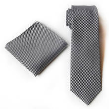 Conjunto de gravatas de pescoço moda masculina, padrão geométrico prateado com bolso quadrado 2024 - compre barato
