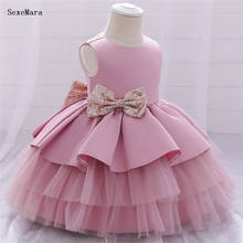 Infantil Girls Dress 1st Birthday Party Gown Sequined Bow Tutu Girl Dress Baby Girl Princess Vestido Christmas Costume 2024 - buy cheap