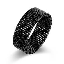 Fashion Rings for Men Black Stainless Steel Simple Mesh Weave Silver Color Fine Jewelry 2024 - buy cheap