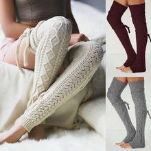 Fashion Women Winter Crochet Knitted Stocking Leg Warmers Boot Thigh High Fancy  Highs Warm Stocking 2024 - buy cheap