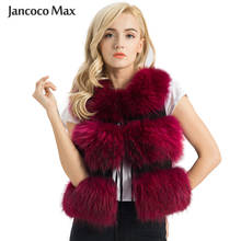 2021 Women's Real Fur Gilet Spring Winter Fluffy Raccoon Waistcoat Fashion Cropped Vests 3 Rows  S1150 2024 - buy cheap