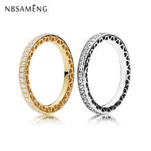 Original 100% 925 Silver Ring Pave Sparkle & Hearts Ring New Silver Charms Diy Crystal with Pendant Rings For Women Jewelry 2019 2024 - buy cheap