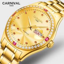 Carnival Brand Gold Automatic Watch Men Luxury Fashion Waterproof Luminous Calendar Business Mechanical Clock Relogio Masculino 2022 - buy cheap