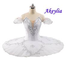 ¡Noticias! Ballet Tutu profesional de plata blanca vestido de ballet para niñas etapa de competencia panqueque Tutu platter Swan falda de Lago Niño 2024 - compra barato