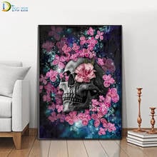 Pink Rose Skull Art 5D Diamond Painting DIY Cross Stitch Paste Diamond Mosaic Flower Pattern Embroidery Europe Decor Painting 2024 - buy cheap