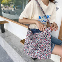 Bolso de hombro informal de gran capacidad para mujer, bolsa de compras Simple con estampado Floral, de lona plegable, paquete de bolsas 2024 - compra barato