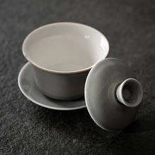 Ice Gray Glaze Lid Bowl Japanese Style Handmade Ceramic Gaiwan Large Tea Cup Tea Bowl Kung Fu Tea Set Tea Maker Easy Gaiwan 2024 - buy cheap
