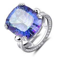 Joya de Ballet 18.42Ct Natural azulado gema de cuarzo mística anillo para mujer anillos de cóctel de Plata de Ley 925 joyería fina 2024 - compra barato