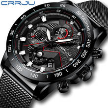 CRRJU-reloj analógico de cuarzo para hombre, cronógrafo con fecha, manecillas luminosas, resistente al agua, deportivo 2024 - compra barato