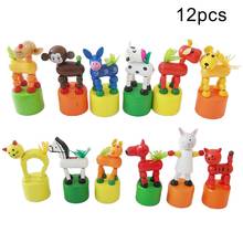 Juego de juguetes de animales de madera para niños, juguete interactivo con Base, juguete divertido, adornos de mesa, 12 unids/set 2024 - compra barato