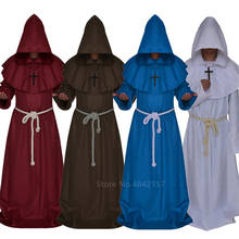 Medieval Monk Halloween Costumes Comic Con Party Cosplay Costume Hooded Robes Cloak Cape Friar Renaissance Priest for Men 2024 - buy cheap