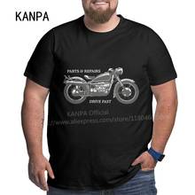 Классические мотоциклетные футболки Kanpa из 100% хлопка для больших мужчин, мужская одежда с рисунком, топы для тренировок, черная футболка большого размера d 2024 - купить недорого