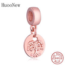 HuooNew-Colgante de Plata de Ley 925 para mujer, dije con diseño de Pandora, Color oro rosa de la suerte, Berloque 2024 - compra barato