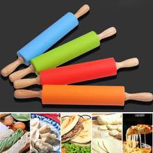 HOT SALES!!! New Arrival 30cm Wooden Handle Silicone Rolling Pin Non-Stick Kitchen Baking Cooking Tool Wholesale Dropshipping 2024 - buy cheap