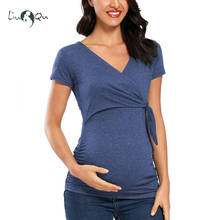 Женские футболки для кормления грудью, летние топы с коротким рукавом, топы для беременных и кормящих, элегантные женские футболки для беременных 2024 - купить недорого