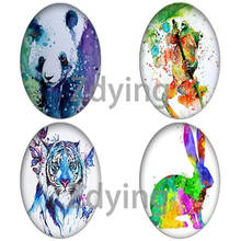 Zdying 5pcs Animals Frog Horse Rabbit Elephant Tiger Oval Shape Glass Cabochon Photo Flatback Base Tray Blank Jewelry Findings 2024 - buy cheap