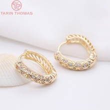 (1973)2PCS 25x25MM 24K Gold Color Plated Brass with Zircon Round Earrings Hoop Earring Clip High Quality Jewelry Making Finding 2024 - buy cheap