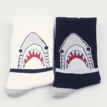 unisex Calcetines Tide brand Harajuku cartoon shark socks Long tube cotton skateboard socks in the street Men women cotton socks 2024 - buy cheap