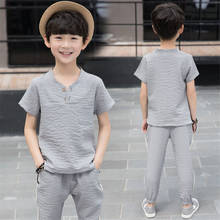 New Arrival Big Boys Summer Clothes Set 2pcs Suits Fashion Cotton T shirt and Pants Teenage Boy Casual Sports Tracksuits 2024 - buy cheap