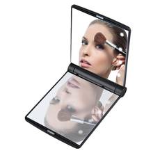 Espelho compacto dobrável para maquiagem, mini espelho portátil de viagem com 8 luzes led dupla face para maquiagem, ferramentas de cosméticos 2024 - compre barato