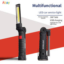 Linterna LED plegable de trabajo COB, lámpara de reparación de vehículos, recargable por USB, magnética, giratoria 360, luces portátiles de emergencia 2024 - compra barato