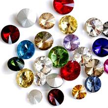 Rivoli-vidrio AB de cristal redondos de 6 tamaños, Diamante de imitación rojo, piedra de lujo redonda, necesita pegamento para vestido de boda B0969 2024 - compra barato