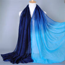 Bufanda musulmana de algodón y lino para mujer, pañuelo con gradiente de brillo, hijab islámico, 90x180cm 2024 - compra barato