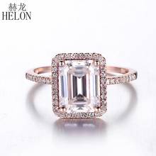 2.6 quilates moissanite anel sólido 14 k rosa ouro anel de noivado esmeralda corte laboratório crescido diamante anel de casamento para presente de jóias femininas 2024 - compre barato