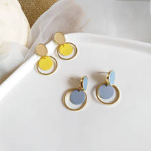 S925 needle Trendy Jewelry Earrings Hot Selling Round Yellow Blue Dangle Drop Earrings Women Jewelry Party Gifts Wholesale 2024 - buy cheap