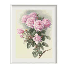 Kits de ponto cruz rosas flores padrão impresso 11ct 14ct, tela para bordado, conjuntos artesanais faça você mesmo bordado, pintura de artesanato 2024 - compre barato