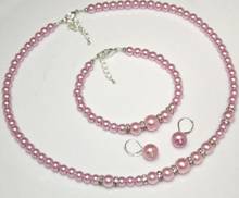 Conjunto de joias diamante de pérolas rosa claro, frete grátis, colar, pulseira, casamento, baile, noiva 2024 - compre barato
