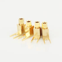 24K Gold Plated Repair Parts right angle speaker cable spade plug 4 /pcs 2024 - buy cheap