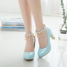 Oversized      ladies high heels women shoes woman pumps       Round-headed buckled high heels 2024 - buy cheap