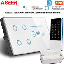 Умный выключатель ASEER UK 4 gang, Wi-Fi переключатель с потолочным вентилятором Wi-Fi, беспроводной дистанционный переключатель, AC110-240V работает с alexa,google 2024 - купить недорого
