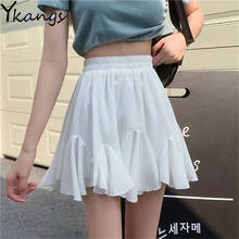 Casual Irregular Ruffled High Waist Mini Skirt Women Solid White All-Match Short Skirts Harajuku Summer Korean Pleated Skirt 2024 - buy cheap