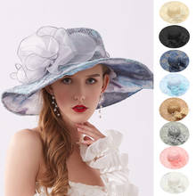 Women's Summer Ladies fashion Wedding Formal Organza Wide Brim Hat Church Kentucky Derby Fascinator Bridal Tea Party Hat кепка 2024 - buy cheap