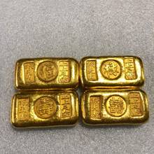 1pcs china antique Collection rotundity golden bar gold bullion ingot Family decoration metal handicraft 2024 - buy cheap