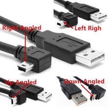 Mini USB tipo B, Cable de datos macho de 5 pines, ángulo izquierdo de 90 grados a USB 2,0, 25cm/50cm 2024 - compra barato