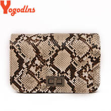 Yogodlns Ladies Snake Print Retro Serpentine Crossbody Bag Chains Purse Mini PU Leather Flap Bag For Women 2024 - buy cheap