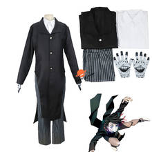 Disfraz de Anime Demon Slayer para hombres, uniforme negro de Kimetsu no Yaiba Enmu, abrigo, camisa, pantalones, guantes, fiesta de Navidad y Halloween 2024 - compra barato