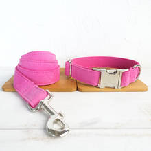 Collar de terciopelo rosa personalizado para perro, Correa con pajarita, conjunto de placa de identificación grabada gratis de nailon para perros pequeños, medianos y grandes 2024 - compra barato