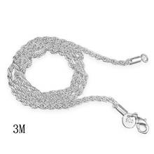 Corrente de corda banhada a prata, corrente de corda com 3mm de 16 a 30 polegadas da moda, para mulheres, 2021, joia da moda, presente 2024 - compre barato